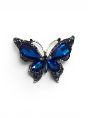 Blue Butterfly Crystal Brooch